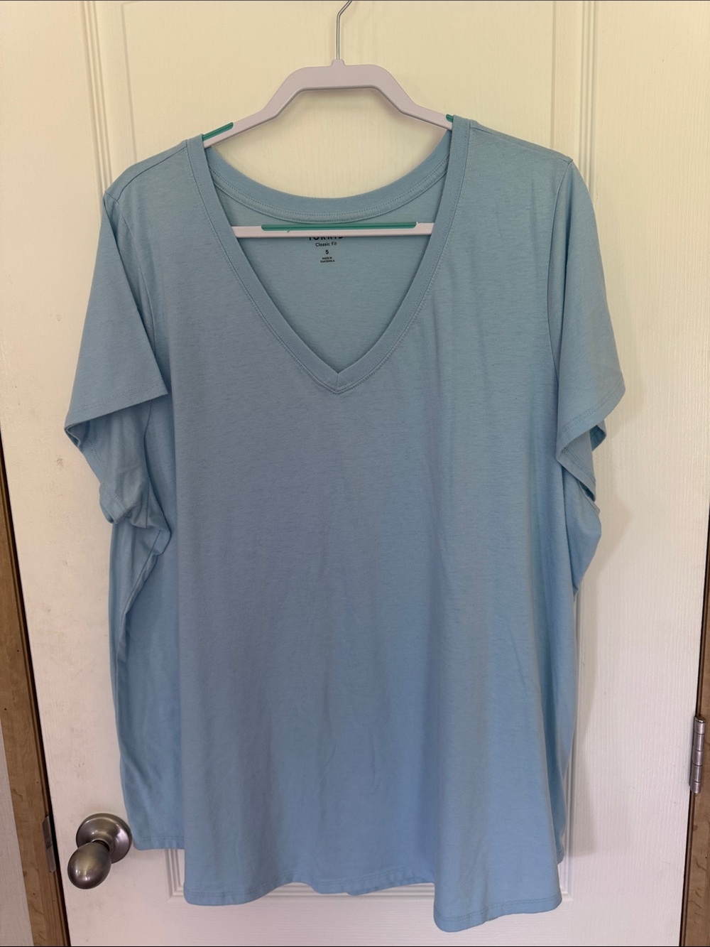 torrid Light Blue V-Neck Short Sleeve Tee